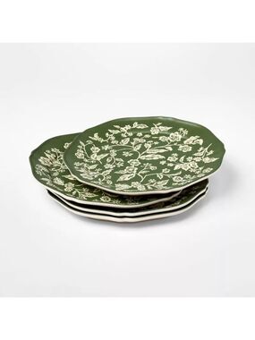 8.5" 4pk Melamine Floral Salad Plates Green - Threshold with Studio McGee